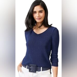 J McLaughlin Navy Callum Vneck Sweater